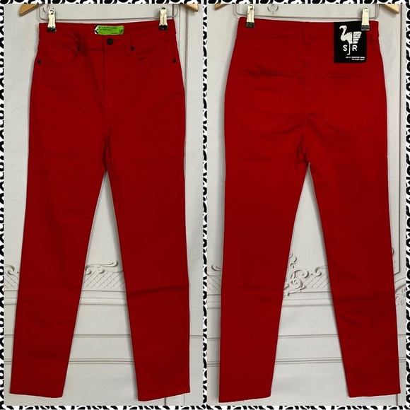 Sandrine Rose Denim - Sandrine Rose FREE PEOPLE Skinny Jeans Blood Red Cotton & Elastane Denim Sz 26